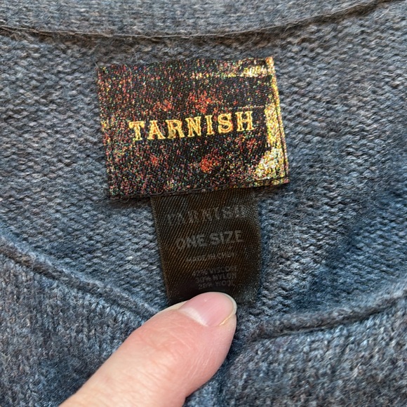 TARNISH O/S Blue Heather Wool Cardigan Button Up Shrug Poncho - Picture 4 of 5